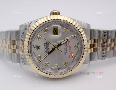 Rolex 2-Tone Jubilee Silver Diamond Men Datejust Watch